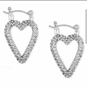 GUESS silver tone pave open heart earrings